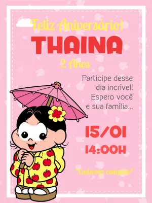 Convite Aniversário Magali Japonesa para Editar Online