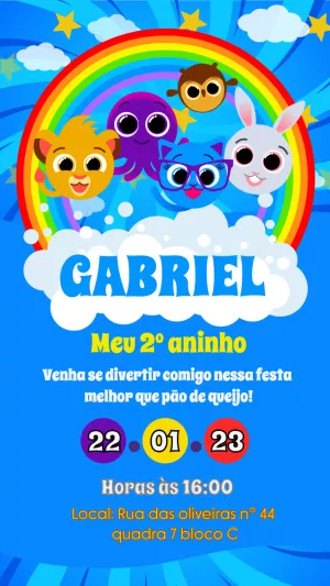 Convite de Aniversário Bolofofos com Personagens para Editar