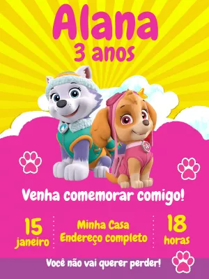 Invito di compleanno Paw Patrol – Statico – Jonathan Fiuza
