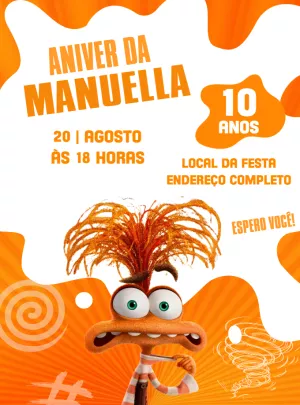 Convite Aniversário Ansiedade Divertida Mente 2 para Editar