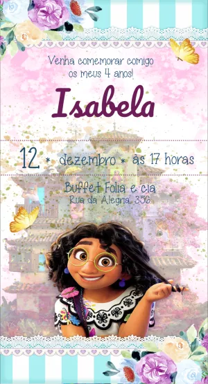 Convite de Aniversário Encanto com Mirabel para Editar Online