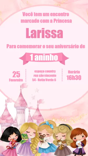 Invitación de cumpleaños Princesas – Estático – Gisele