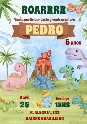 Invitación de cumpleaños Dinosaurio – Estático – Julia B