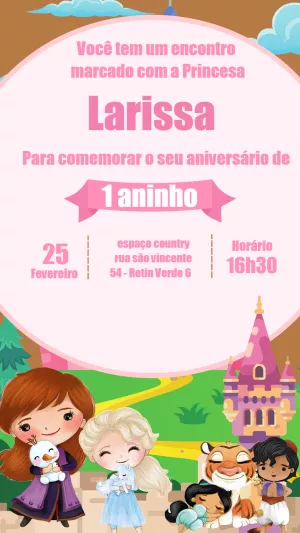Invitación de cumpleaños Princesas – Estático – Gisele