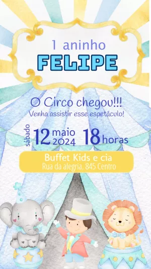 Invitation d'anniversaire Cirque – Statique – Felicity Artes