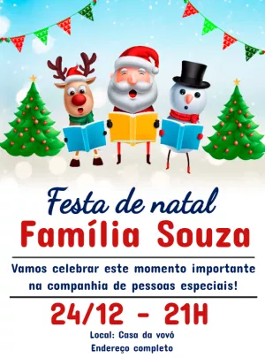 Convite de Natal com Personagens para Editar Online