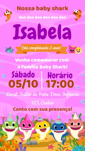 Baby Shark Birthday Invitation – Static – Idesign Personalizados