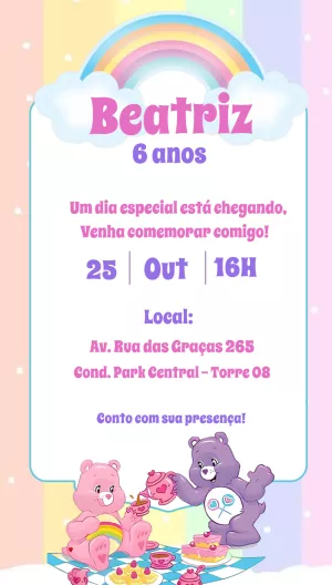 Convite Aniversário Ursinhos Carinhosos Editável Online