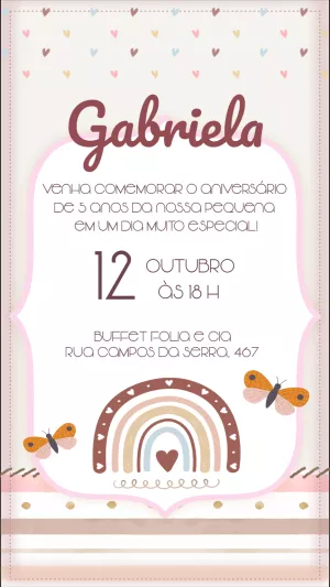Convite de Aniversário Arco-íris Boho para Editar Online