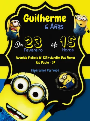 Convite de Aniversário Minions Divertido para Editar Online