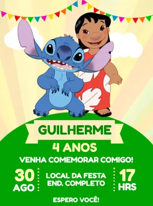 Invitación de cumpleaños Stitch – Estático – Renata Designer