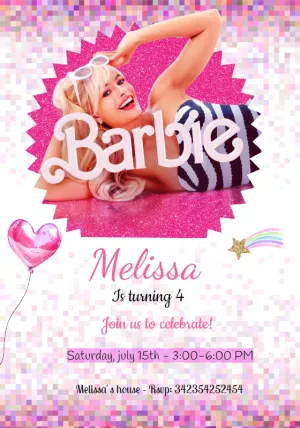 Invitación de cumpleaños Barbie – Estático – Cindy