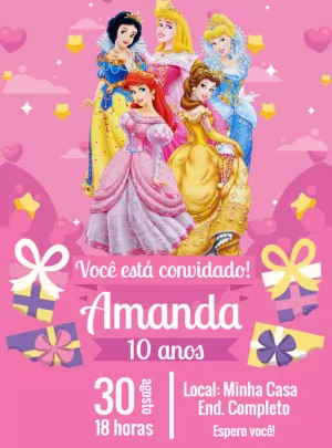 Invitación de cumpleaños Princesas – Estático – Jonathan Fiuza