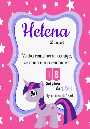 Convite Aniversário My Little Pony para Editar Online