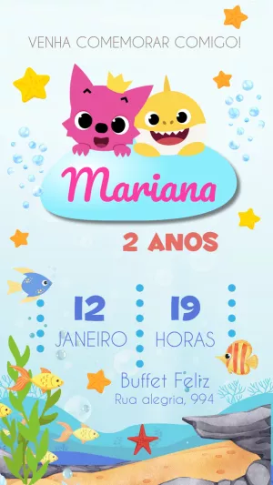 Invito di compleanno Baby Shark – Statico – Felicity Artes