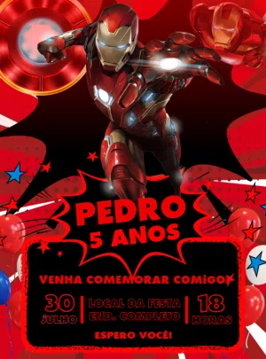 Convite de Aniversário Homem de Ferro para Editar Online