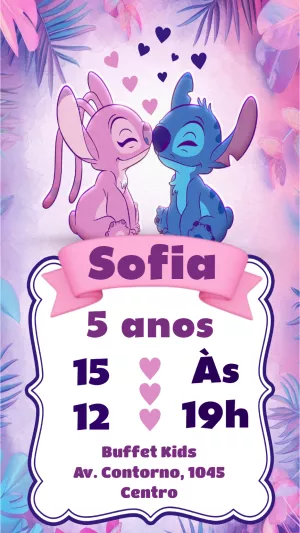 Invitación de cumpleaños Stitch – Estático – Heliene Designer