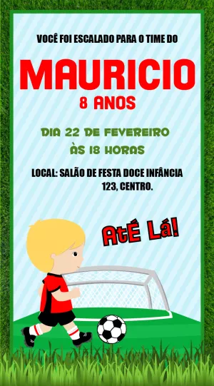 Convite Aniversário Futebol Menino para Editar Online