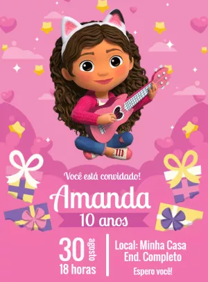 Convite Aniversário A Casa Mágica da Gabby para Editar Online