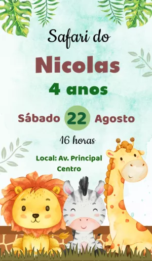 Safari Birthday Invitation – Static – Baby Convites