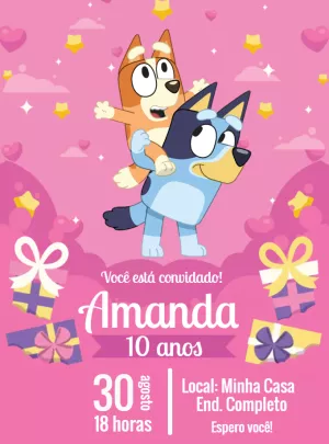 Invito di compleanno Bluey – Statico – Jonathan Fiuza