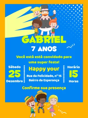 Convite Aniversário Mundo Bita com Personagens para Editar