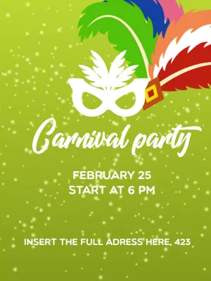 Carnival Party Invitation with Mask and Feathers to Edit Online