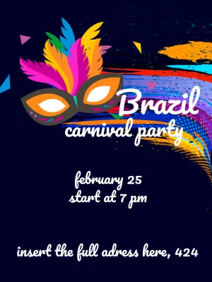 Carnival Party Invitation with Colorful Mask to Edit Online