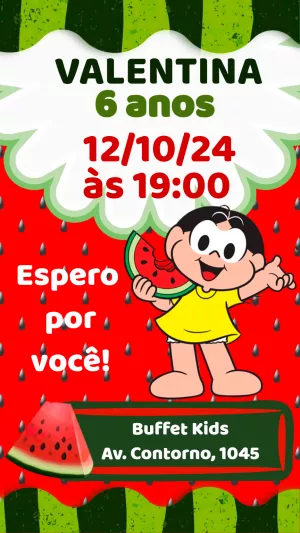 Turma da Mônica Birthday Invitation – Static – Heliene Designer