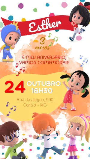 Convite de Aniversário Cleo e Cuquin para Editar Online