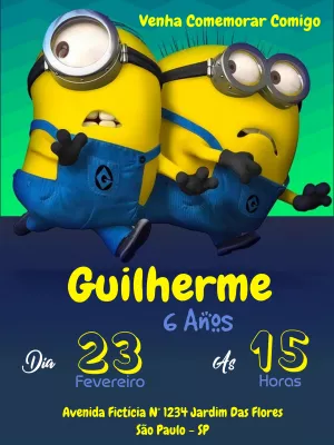 Convite de Aniversário Minions para Editar Online Facilmente