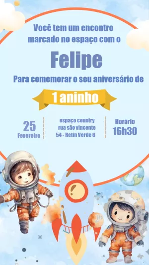 Invito di compleanno Astronauta – Statico – Gisele