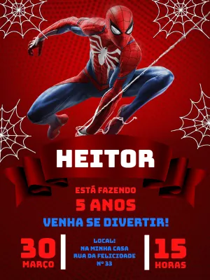 Convite Aniversário Homem Aranha para Editar Online