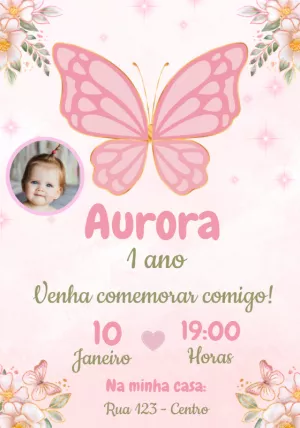 Convite Jardim das Borboletas com Foto para Editar Online