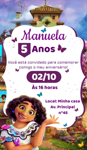 Convite de Aniversário Encanto com Mirabel para Editar Online