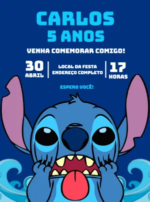 Invitación de cumpleaños Stitch – Estático – Decore Arte