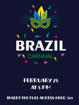 Editable Brazil Carnival Invitation with Festive Mask