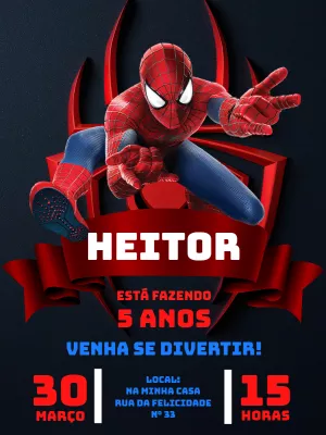 Convite Aniversário Homem Aranha para Editar Online