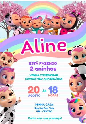 Convite Aniversário Cry Babies para Editar Online