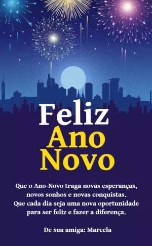 Cartão de Ano Novo com fogos de artifício para editar online