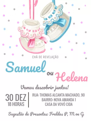 Convite Chá Revelação Sapatinhos para Editar Online