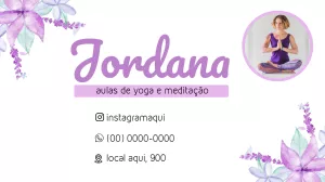 Cartão de Visita Yoga e Meditação Floral Aquarela para Editar