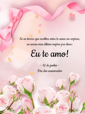 Cartão Dia dos Namorados Romântico com Rosas para Editar Online