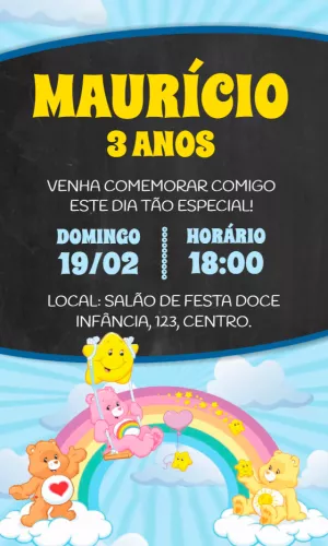 Convite de Aniversário Ursinhos Carinhosos para Editar Online