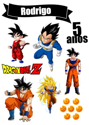 Topo de Bolo Dragon Ball Z com Personagens para Editar e Imprimir