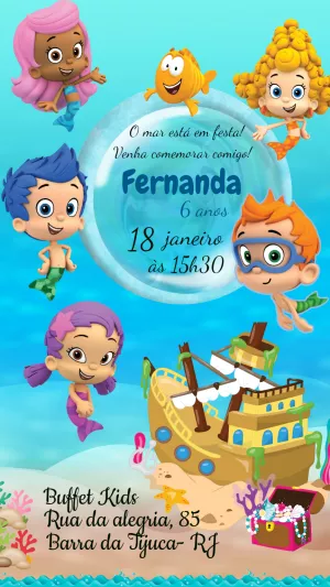 Convite de Aniversário Bubble Guppies para Editar Online