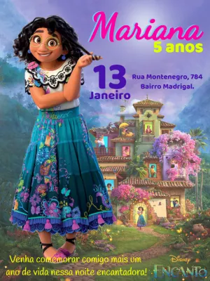 Convite Aniversário Encanto com Mirabel para Editar Online