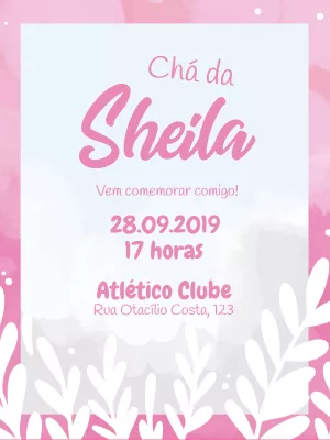 Convite Chá de Panela Floral Rosa para Editar Online