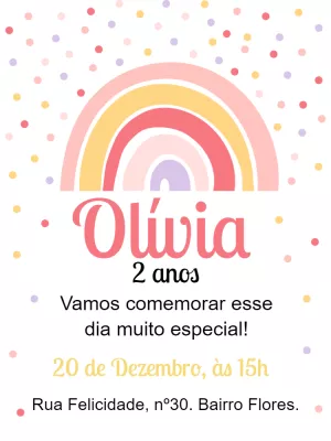 Convite Aniversário Arco Íris Boho para Editar Online