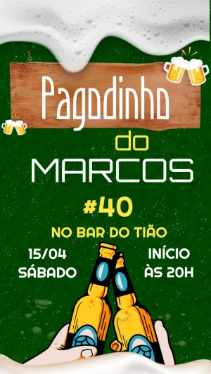 Convite de Aniversário Tema Boteco e Pagode para Editar Online